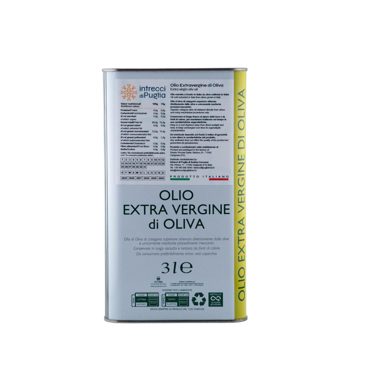 Olio Extra Vergine di Oliva Pugliese in Latta Grossa